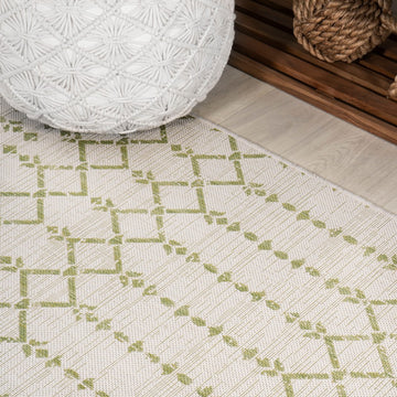 Ourika Moroccan Geometric Textured Weave Indoor/outdoor Square Rug